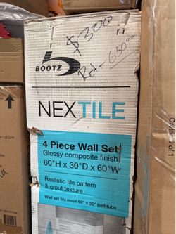 Bootz Industries NexTile 60 in. W x 30 in. D x 60 in. H Four-Piece Direct-to-Stud Composite Alcove Tub Surround in White