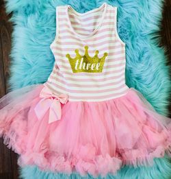 Three 3rd Birthdau tutu dress Brand New