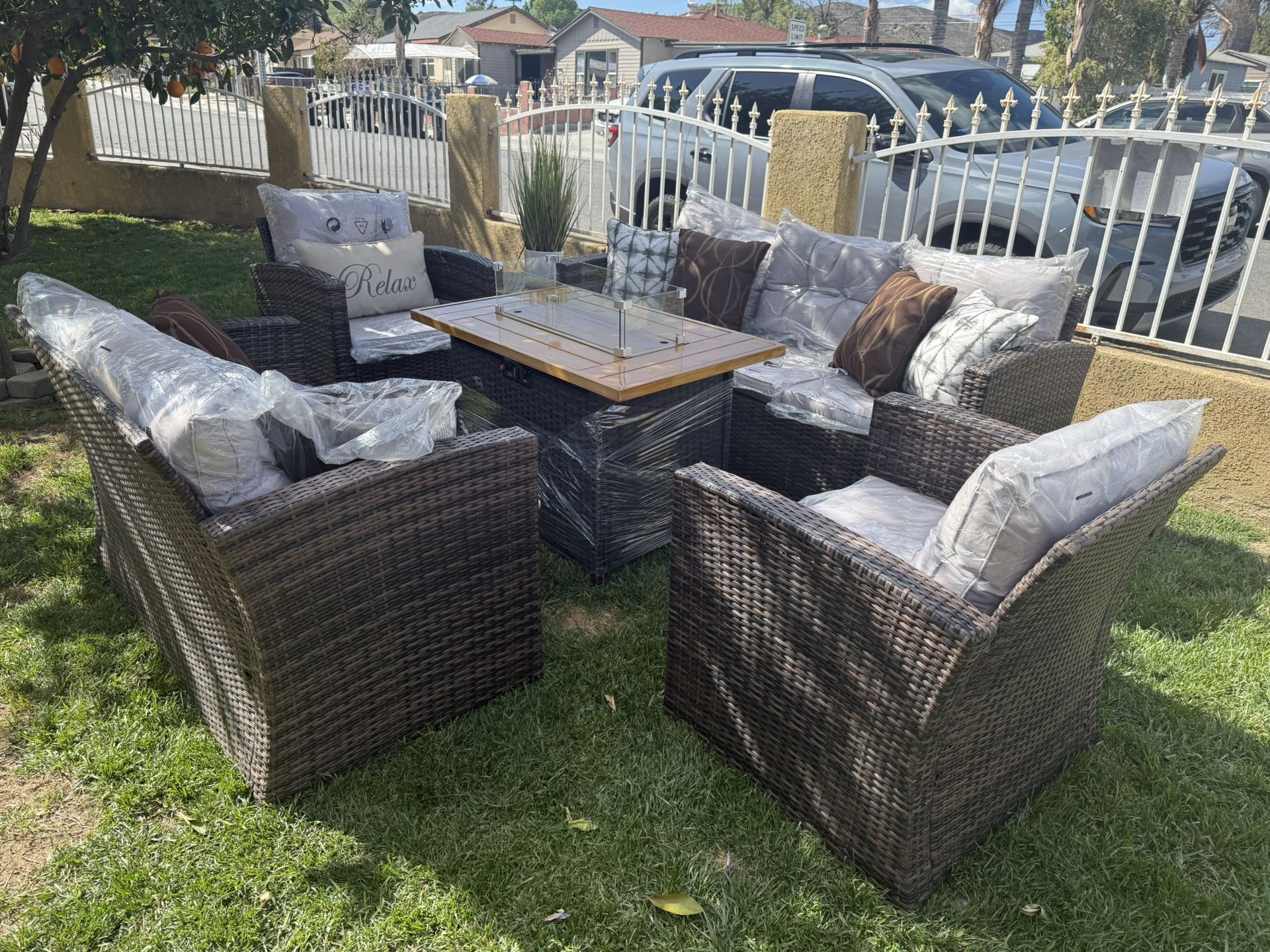 Brand New Patio Outdoor Furniture Set With Fire Pit,All Products : American Fashion Style Bags On Sale