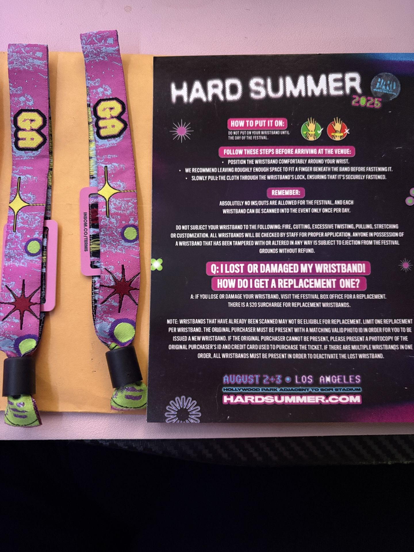 HARD SUMMER GA 2 DAY WRISTBANDS