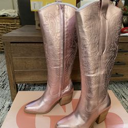 New GB Pink Metallic Western Boots size 7.5