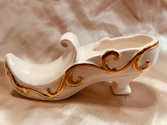 Small Vintage Porcelain Heel With Gold Accents