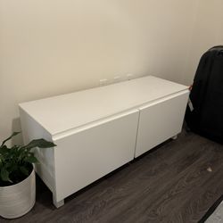 IKEA White Console Table with Glass Top