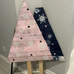 Pink Wooden  Christmas Trees 