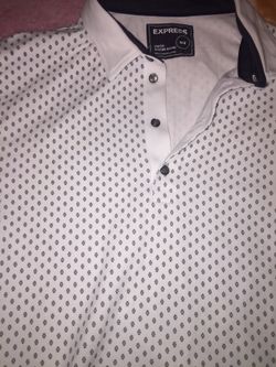 EXPRESS men’s white patterned polo shirt Sz M