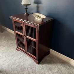 POTTERY BARN SOLID WOOD WINE OR LIQUOR CABINET / SIDEBOARD / BUFFET - GLASSWARE STORAGE WITH SHELVES & WINE RACKS
