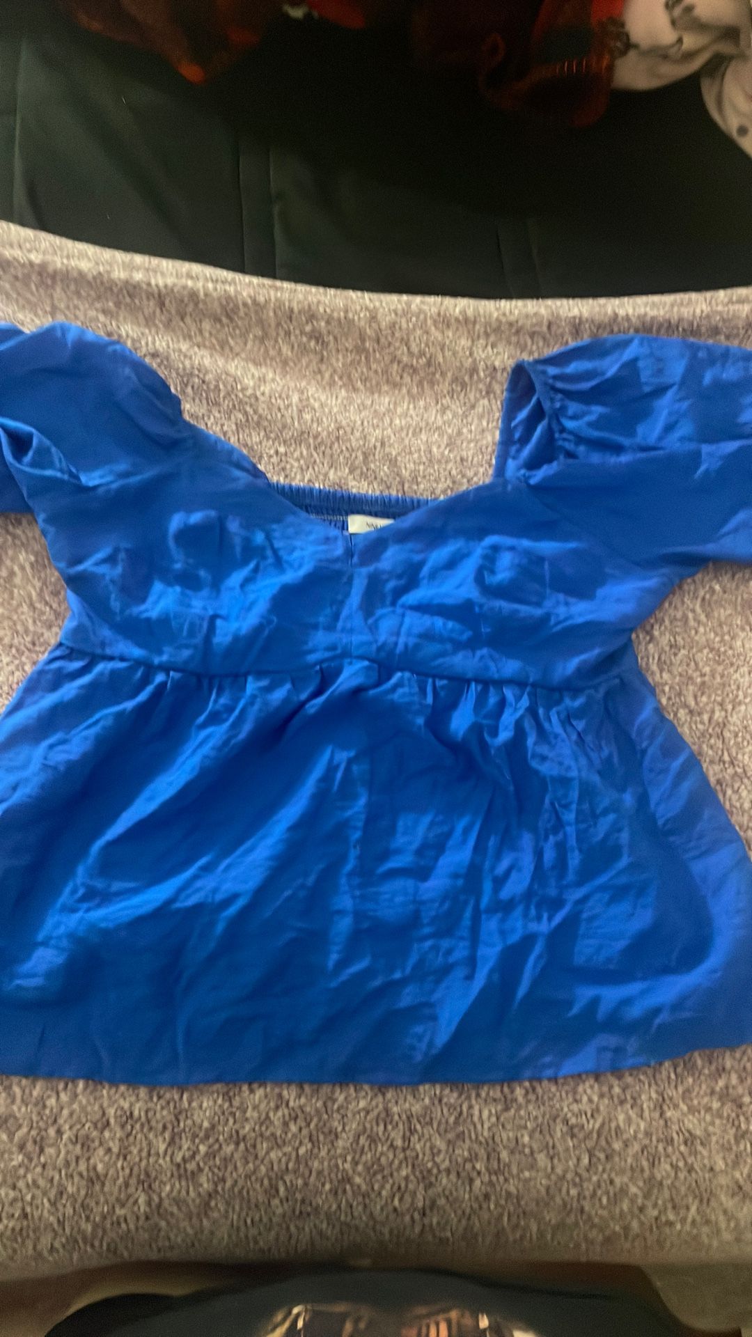 Blue Off The Shoulder Ruffle Top