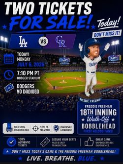 Dodger Tickets  Sec 1rs  row H seat 14 and 15 $200 ono for both