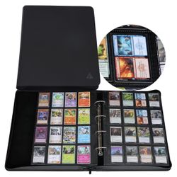 2000 Card Binder 16 Pocket D-Ring Album with Black Pages for Trading Card Game