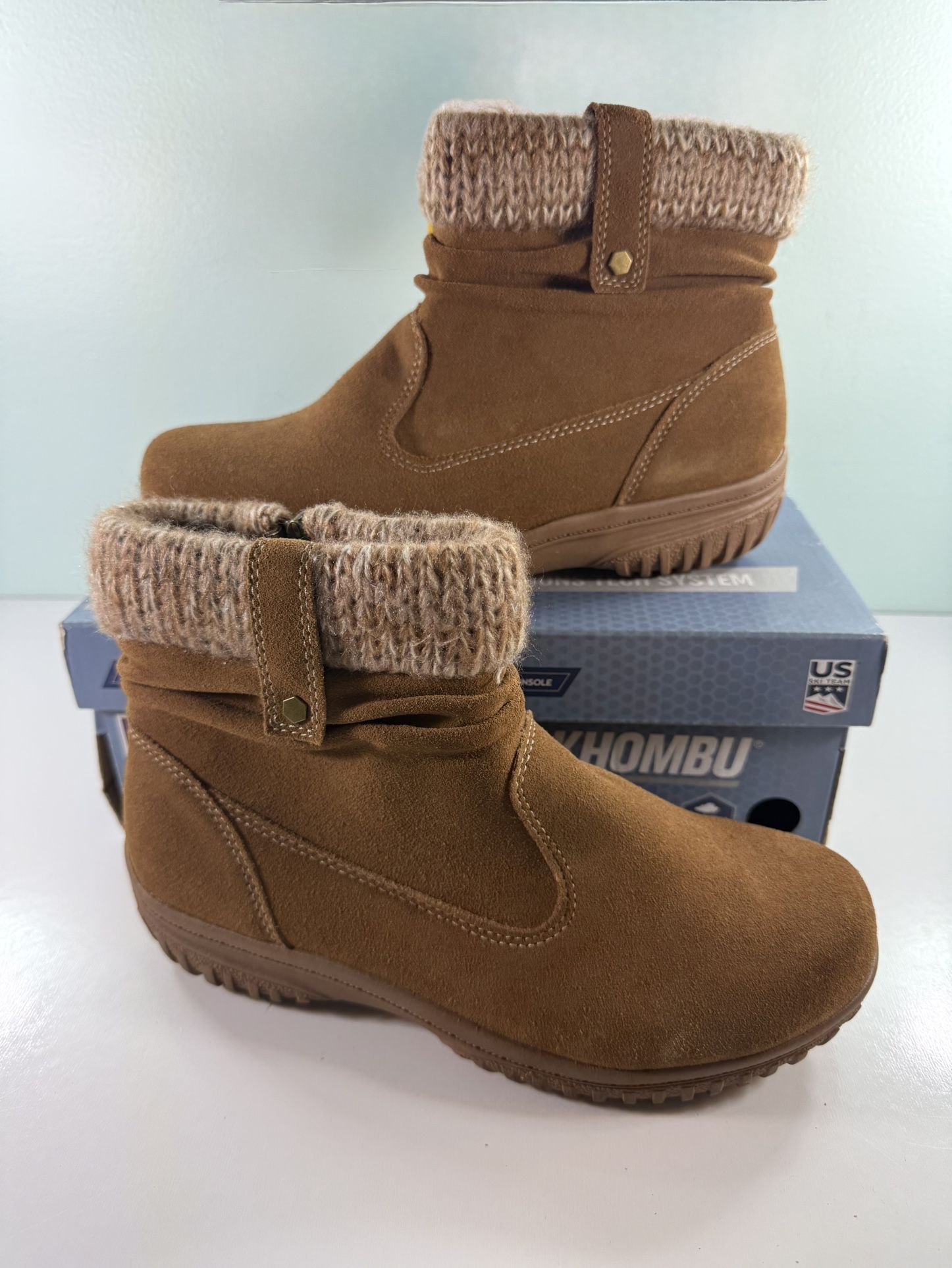 NEW KHOMBU Women's Laura All Weather Ankle Suede Snow Boots - Chesnut - size 8