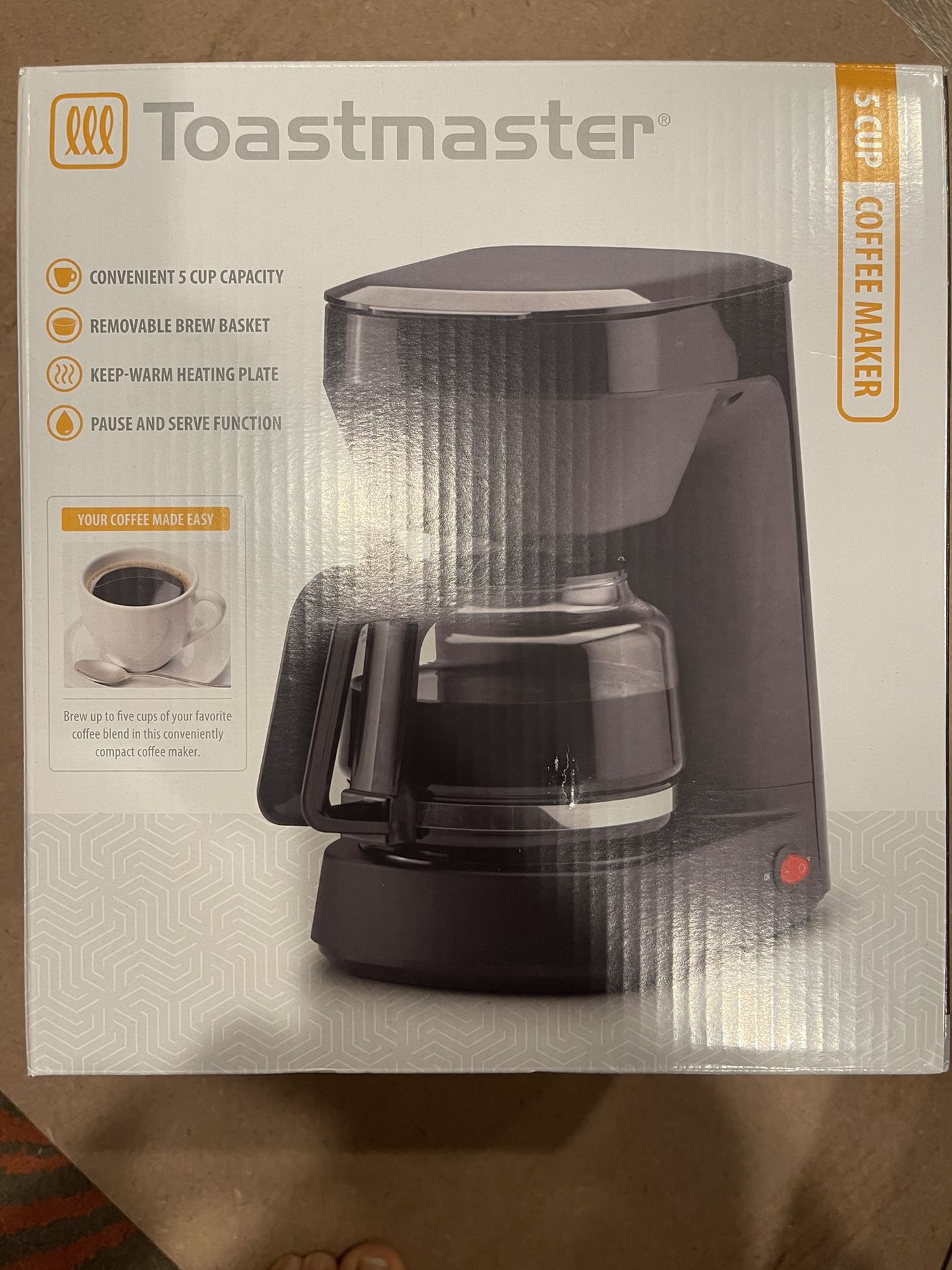 NEW Toastmaster 5 Cup Coffee Maker TM-545CMKL Black for Sale in