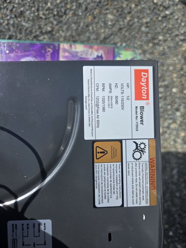 Dayton 1TDU2 PSC Blower, 115/230 Volts,