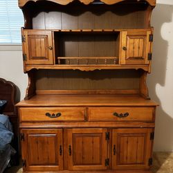 1970’s Colonial Revival Solid Wood Hutch / Buffet 