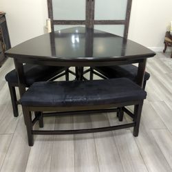 Dining Table With Three Benches 