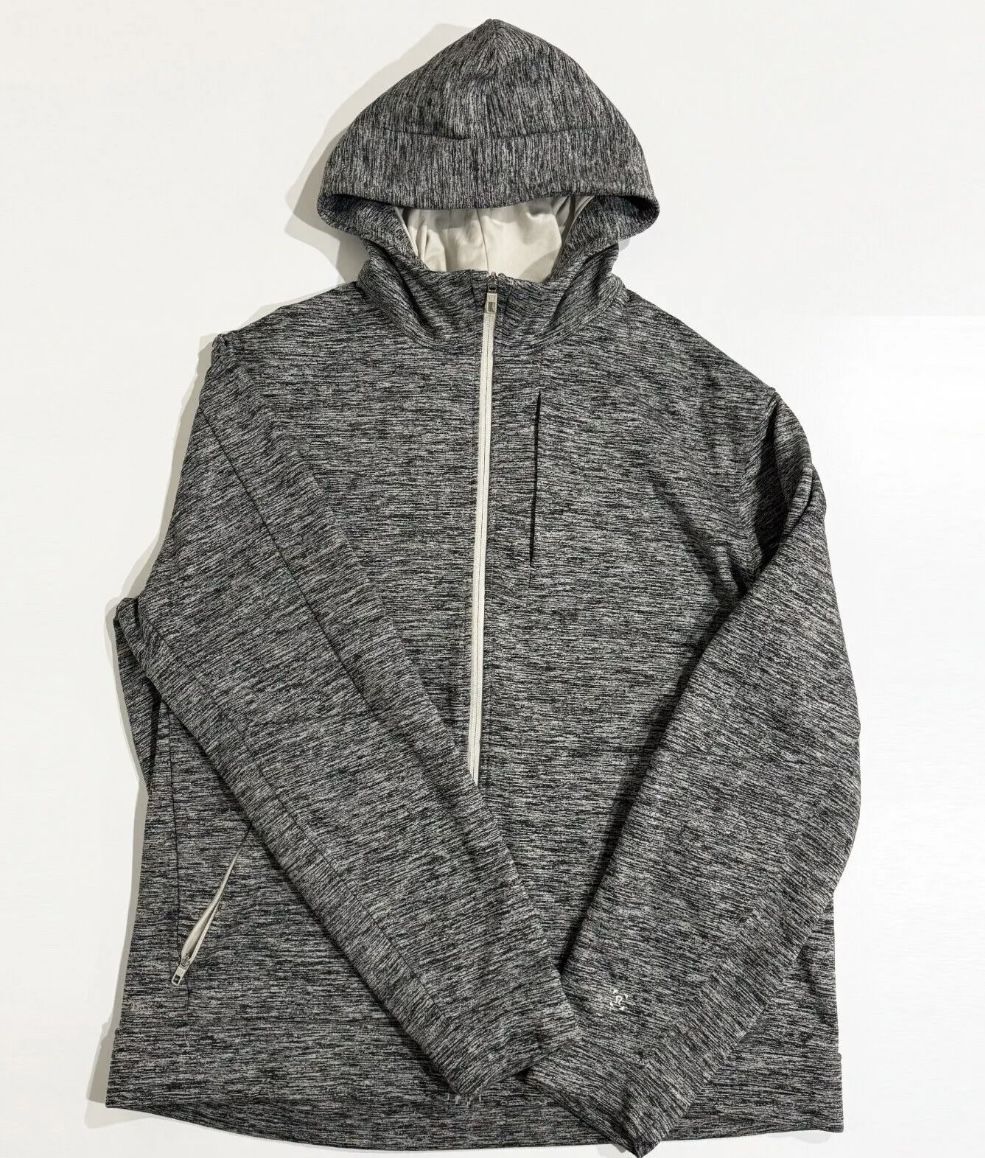 LULULEMON Mens City Sweat Zip Hoodie Fleece Heathered Muslin size M Run Gym EUC