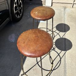 Bar Height 30” Leather Stools (2)
