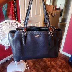 Navy blue shoulder coach purse
