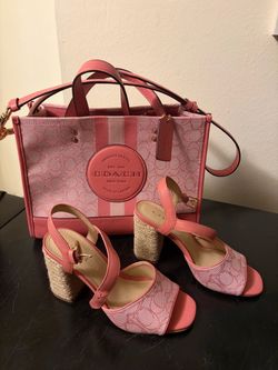 Coach Signature Tote 22 Bag and Heeled Sandals Set