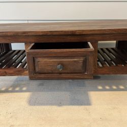 Solid Wood Coffee Table with Drawer
