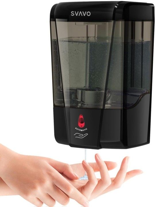 SVAVO Automatic Soap Dispenser Wall Mount 600ml/21fl.oz, Hand Soap Dispenser Touchless Electric Sensor Pump Battery Operated for Office Home Kitchen B