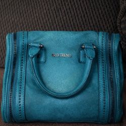 Old Trend Turquoise Handbag – Studded Satchel Style Purse – Teal Shoulder Bag