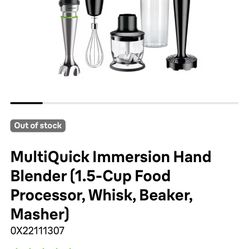MultiQuick Immersion Hand Blender (1.5-Cup Food Processor, Whisk, Beaker, Masher)