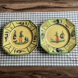 Antique Quimper Plates Hand Painted