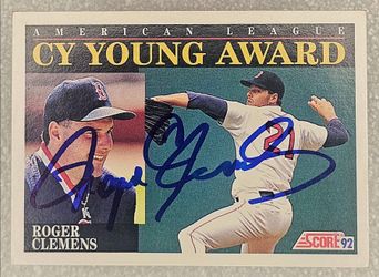 1992 Score Roger Clemens Autographed #790 American League Cy Young Award1992 Score Roger Clemens Autographed #790 American League Cy Young Award