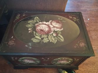 Wooden storage chest hand painted both  for 60 obo