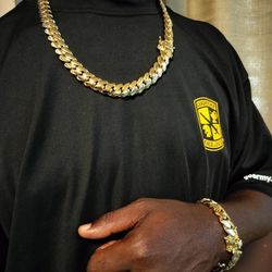 14K gold plated Miami Cuban Link 15mm chain and bracelet
