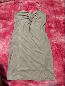Nude mini dress w little slit