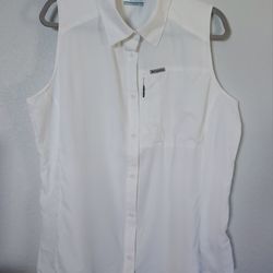 Columbia Womens Sleeveless White Shirt Top Size XL - Polyester - Lightweight