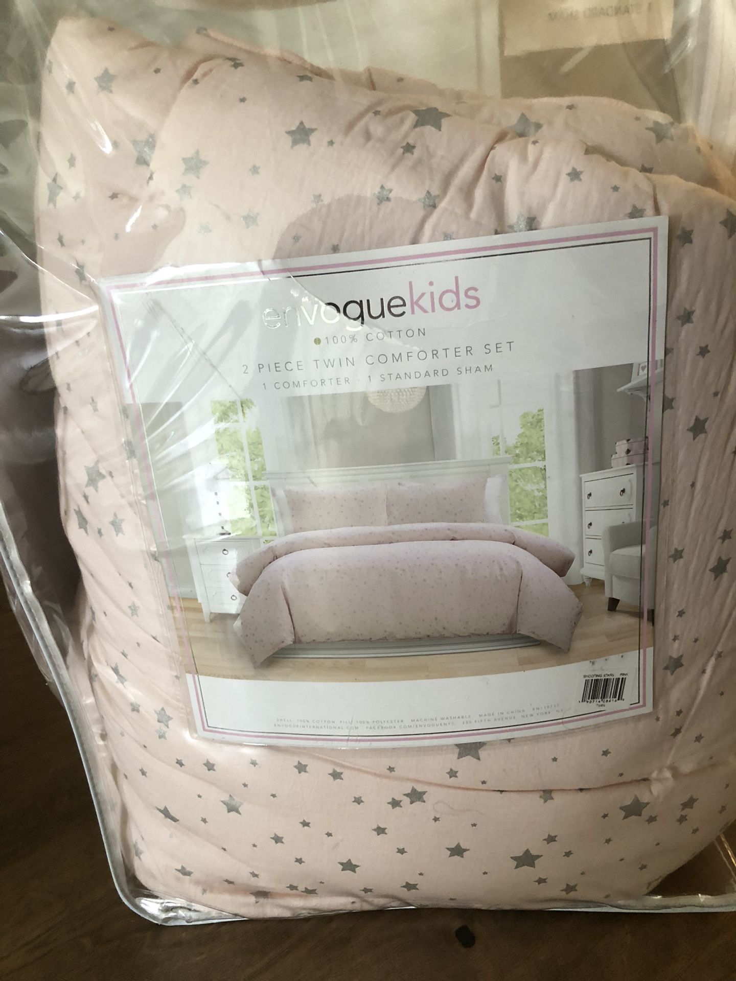 Kids Twin Comforter Set - Pink / Stars 