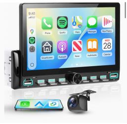 Single Din Wireless CarPlay Android Auto Car Stereo with Bluetooth 7" IPS Touch Screen Car Radio with Mirror Link, Color Backlight Piano Keys Support