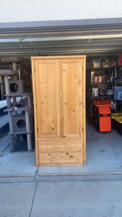 Solid Pine Wood Armoire with Drawers