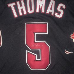 Alek Thomas signed 2023 World Series jersey