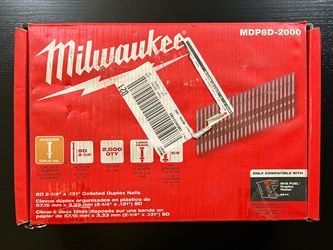 Milwaukee 8D 2-1/4 in. x .131 in. Collated 21-Degree Duplex Nails M18 FUEL Duplex Nailer (2000-Count)
