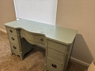 Green wood desk