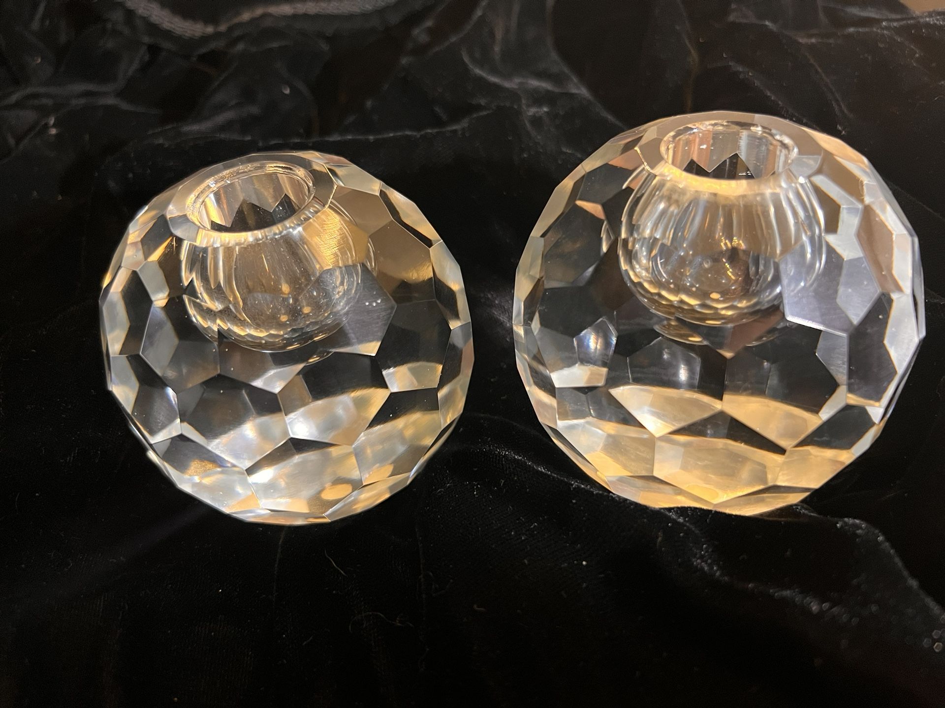 Vintage 1950 Japan let It Crystal Candle Holders