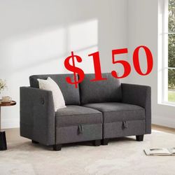  Modular Sectional Sofa 60" Loveseat with Storage Modern Convertible Couch with USB Port  