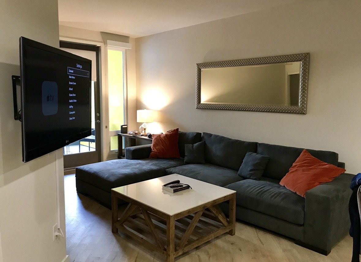 Custom Microsuede Gray Sectional Sofa