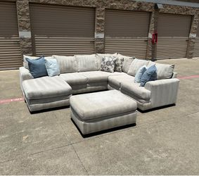Large Ivory Sectional Couch Storage Ottoman