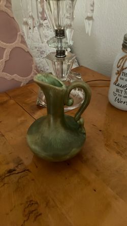 Small Green Ceramic Pitcher Vase
