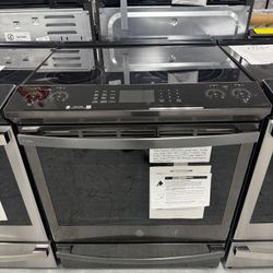 Black Stainless Steel Electric Slide In Range With Air Fly