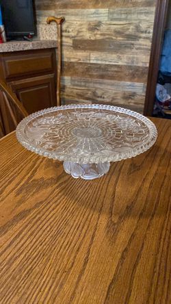 Vintage Walther-Glas Frosted Fruit & Basketweave Pedestal Glass Cake Stand (11")