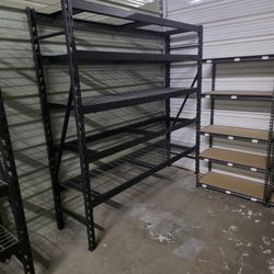 5 Shelf Steel Husky Storage Shelves 90x90x24, Two Available $300 Each