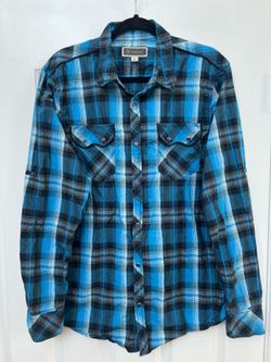 Men’s Plaid Shirt Blue size Large. - INC