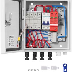 VEVOR Solar PV Combiner Box 4 String 15A for Solar Panel System Steel Case IP65