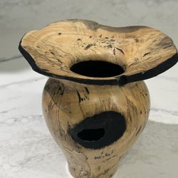 Spalted Hand Turned Wood Vase 6 inch (AOO)