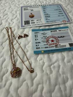 S925 in Rose gold multi coloured flower necklace and earrings set #floral #jewelry